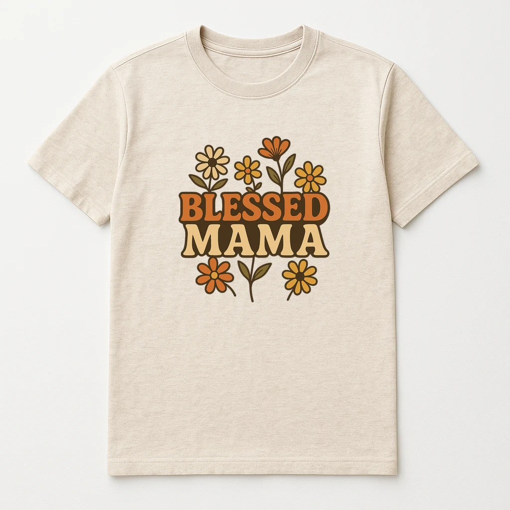 Blessed Mama Retro T-Shirt